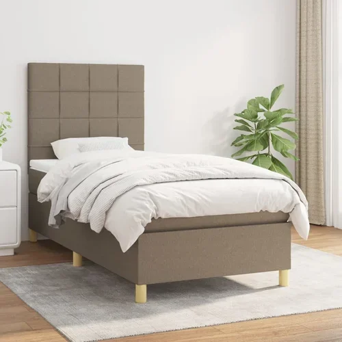 vidaXL Box spring postelja z vzmetnico taupe 90x200 cm blago