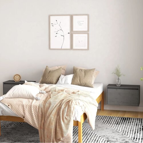 vidaXL Stenska omarica 2 kosa siva 60x30x35 cm trdna borovina Cene