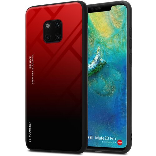 Cadorabo Ohi&scaron;je, združljiv s Huaweijem v rdeči barvi - črni - dvobarvni za&scaron;čitni pokrov iz silikona TPU in hrbta iz kaljenega stekla, (20570962) Cene