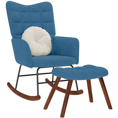 Stolica za ljuljanje s osloncem za noge plava baršunasta Cijene