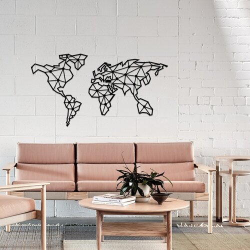 Opviq zidna dekoracija World Map, 120x64 cm 2 mm, Crna Slike