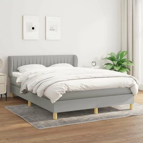  Box spring postelja z vzmetnico svetlo siva 140x200 cm blago, (20898362)