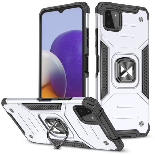 Wozinsky Armour etui s ovitkom + magnetno držalo za Samsung Galaxy A22 4G Ring Armor, srebrn, (21973466) Cene
