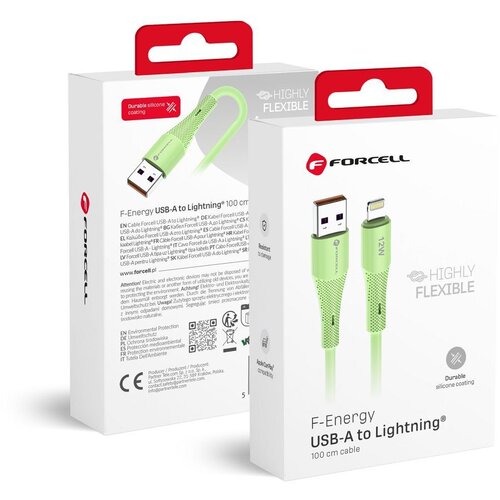 forcell F-ENERGY C343 kabl USB A na Lightning 2,4 A 12W silikon 1 m zeleni Cene