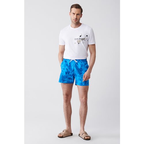 Avva Men's Green-Blue Quick Dry Printed Standard Size Swimwear Marine Shorts Slike