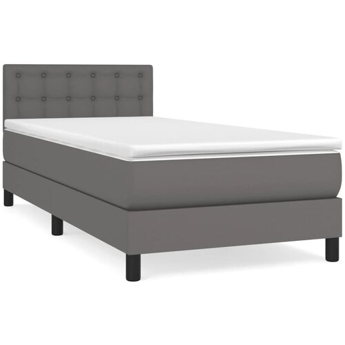 Maison Chic Box spring postelja - Vzmetna postelja z vzmetnico siva 80x200 cm umetno usnje SL729, (21909250) Cene