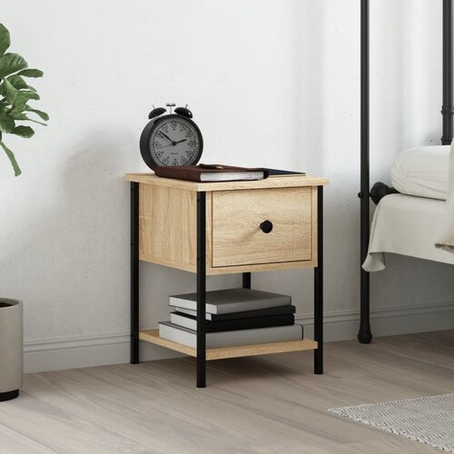 VidaXL Nočna mizica sonoma hrast 34x35,5x45 cm inženirski les Slike