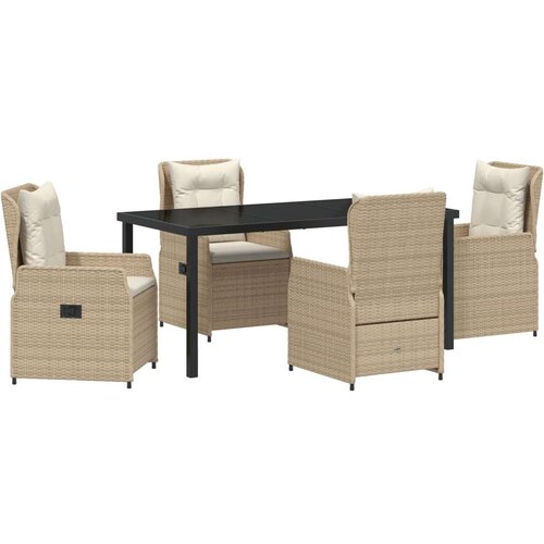 vidaXL 5-dijelni vrtni set za objedovanje bež poly ratan, vrtni stol crna 160x80x73 cm staklo otporno na toplinu Cijene