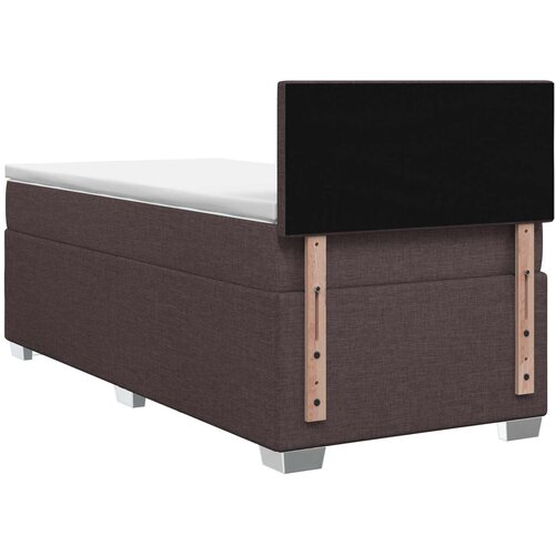  Krevet s box springom, madracem i LED-om Tamno smeđa Tkanina 90 x 190 cm Slike