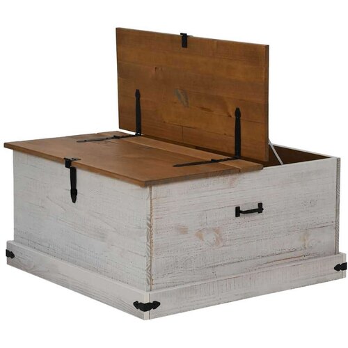VidaXL &amp;Scaron;krinja za pohranu HALDEN bijela 91x91x47 cm puno drvo bor Slike
