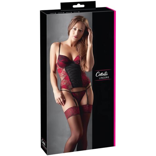 Cottelli - Rožasti telovnik in tangice (črno-rdeče) Cene