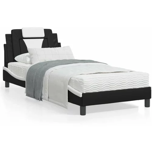  Okvir kreveta s uzglavljem crno-bijeli 90 x 200 cm umjetna koža