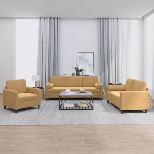 vidaXL 3-dijelni set sofa s jastucima smeđi baršunasti Cijene
