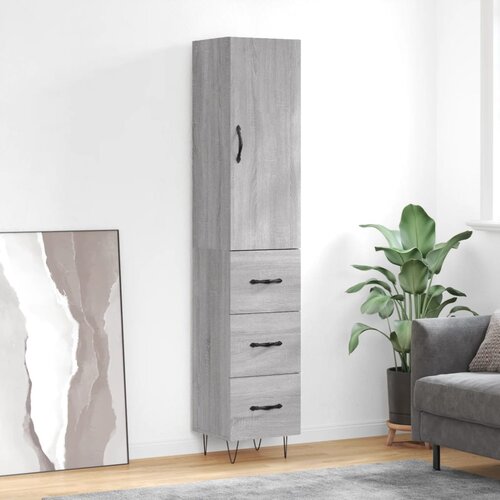 vidaXL Visoka komoda siva sonome 34 5x34x180 cm od konstruiranog drva Cijene