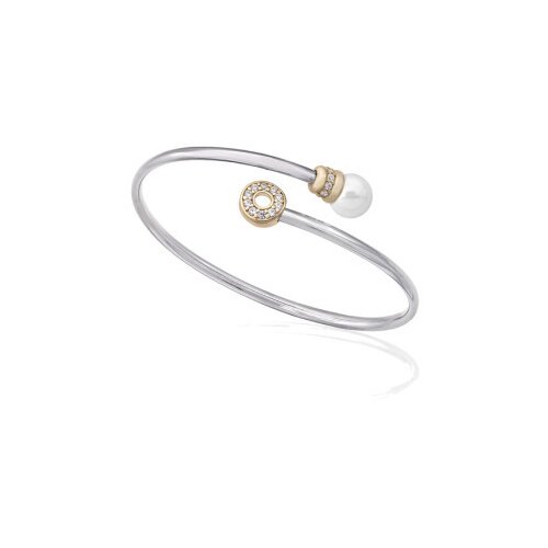 Majorica alina cuff bela biserna srebrna gold narukvica sa kristalima 8 mm ( 16344.01.3 000.010.1 ) Slike