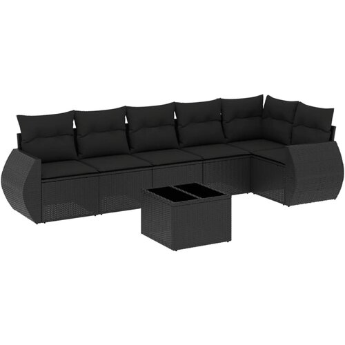Maison Chic Seti vrtnega pohištva - Vrtna garnitura - Vrtni pohištvo set 7-delna z blazinami črn poli ratan, (21802087) Cene