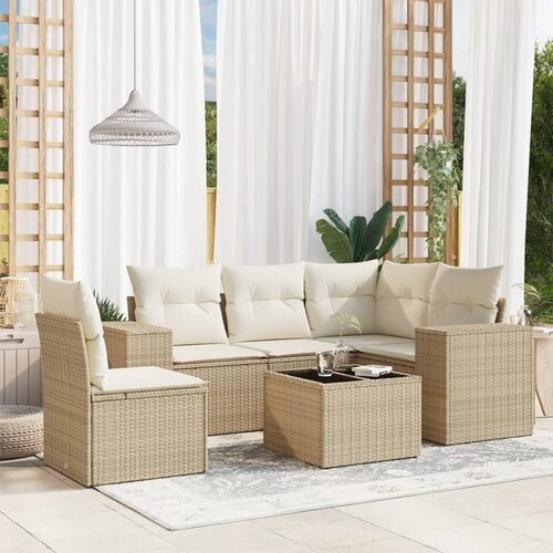 vidaXL 6-dijelni set vrtnih sofa s jastucima bež od poliratana Cijene