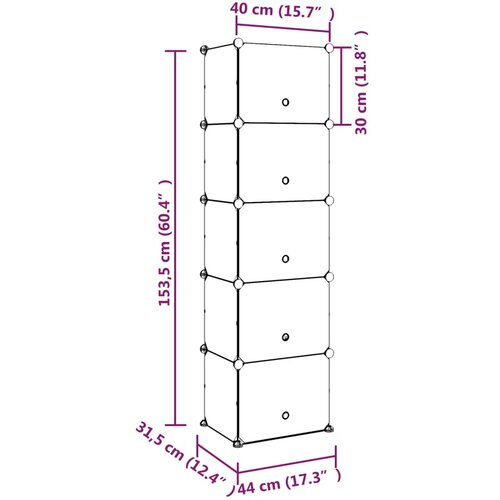  Stalak za cipele prozirni 44 x 31,5 x 153,5 cm od PP-a Slike