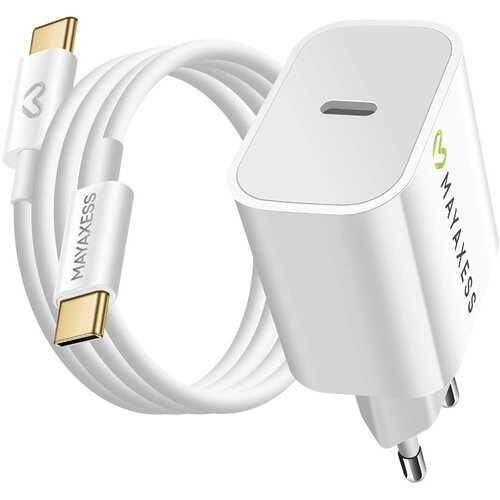 Oem Mayaxess, 20W omrežni polnilnik + 1m USB-C kabel za iPhone 17 / 17 Pro / 17 Pro Max / 17 Air, Bela, (5000213635) Cene