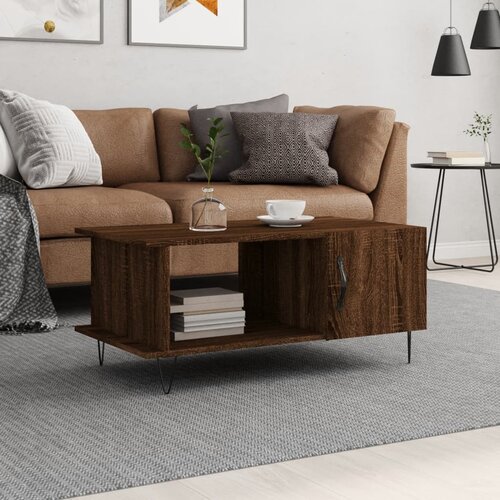 VidaXL Klubska mizica rjavi hrast 90x50x40 cm inženirski les Slike