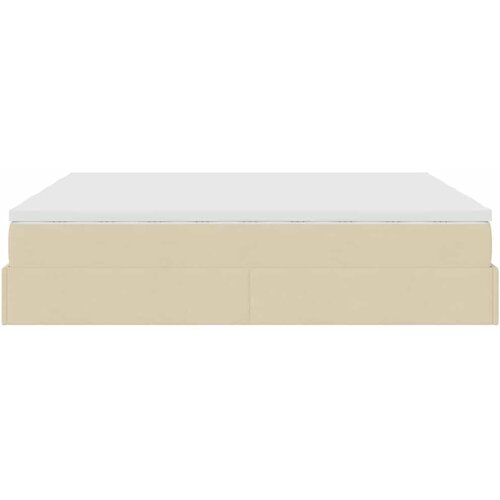  Otomanski okvir kreveta s madracima krem 160x200cm od tkanine Slike