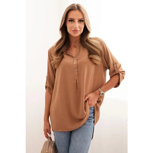 Kesi Włoski Blouse with a longer back dark camel Cene