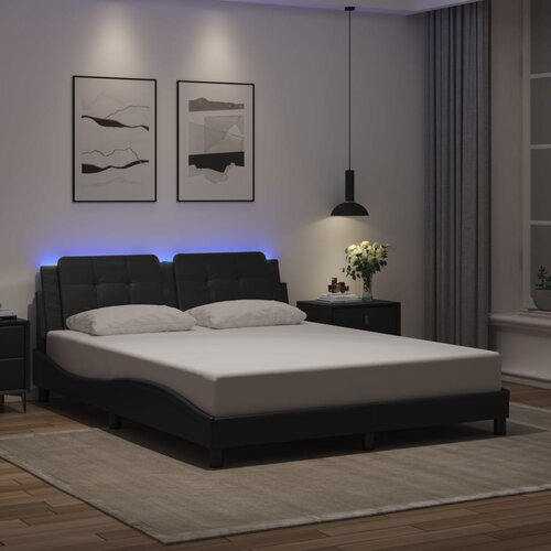 Furnova Posteljni okvir z LED lučkami črn 160x200 cm umetno usnje, (21936566) Slike