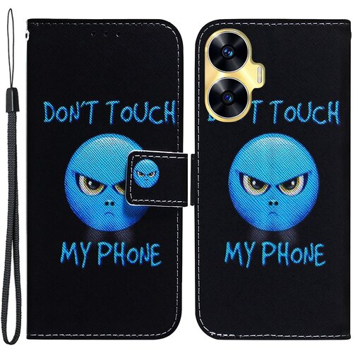 INORCO Ovitek za telefon proti padcem za Realme C55 s tiskanjem vzorcev, PU usnjeno stojalo za denarnico s trakom, (22034410) Slike
