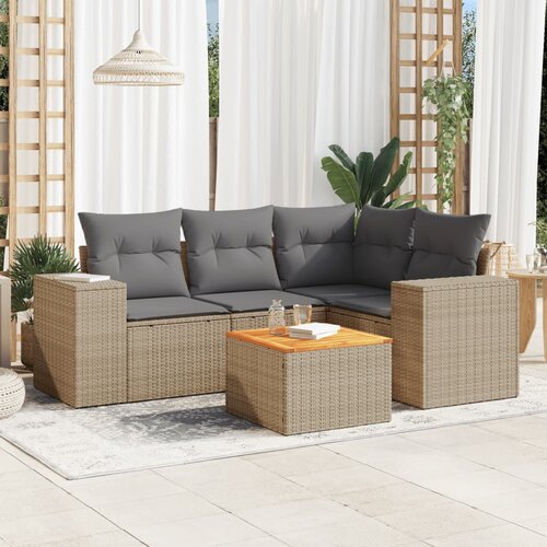  5-dijelni vrtni set sofa s jastucima bež od poliratana Cijene