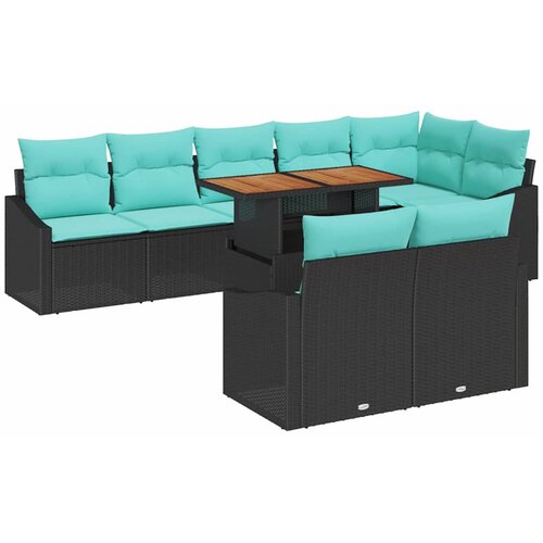 vidaXL Komplet za jedilnico v vrtu z blazino 9 pcs Črna in Teal, (5000134590) Cene
