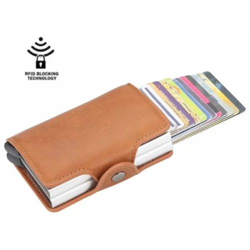  BAELLERRY K9121 Credit Card Holder Wallet RFID Brown