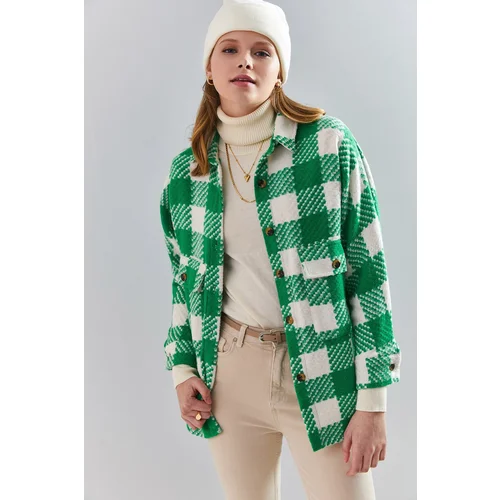 Bianco Lucci Women's Checkered Shirt with Double Pockets