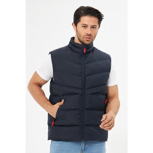 D1fference Men's Lined Water And Windproof Navy Blue Inflatable Vest. Slike