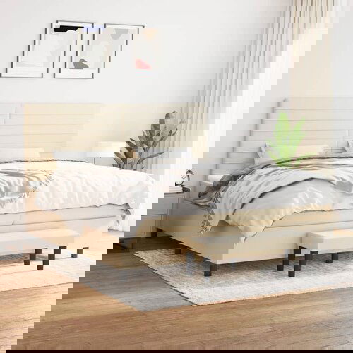  The Living Store Box spring postelja z vzmetnico krem 200x200 cm blago - Box Spring Postelja, (21516579) Cene
