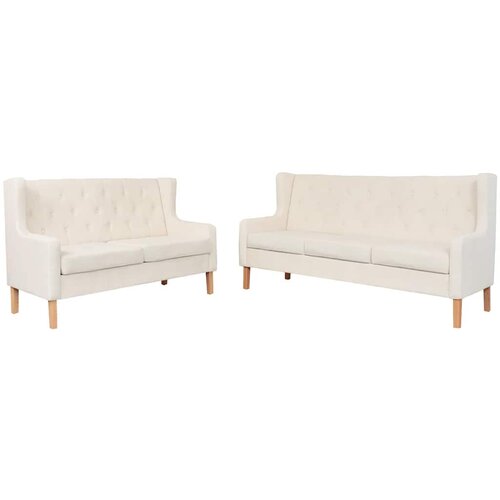  2-dijelni set sofa od tkanine krem bijeli Cene