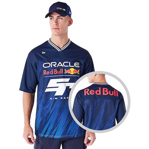 New Era mu&amp;scaron;ki Red Bull Sim Racing Navy V Neck dres Slike