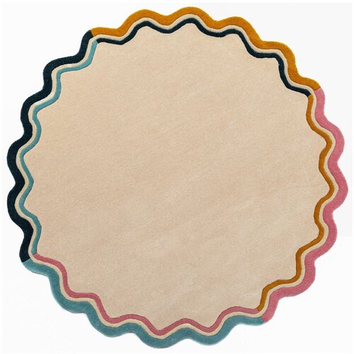 Flair Rugs Ročno tkana volnena okrogla preproga v naravni barvi &oslash; 180 cm Leo Scallop &ndash; Cene