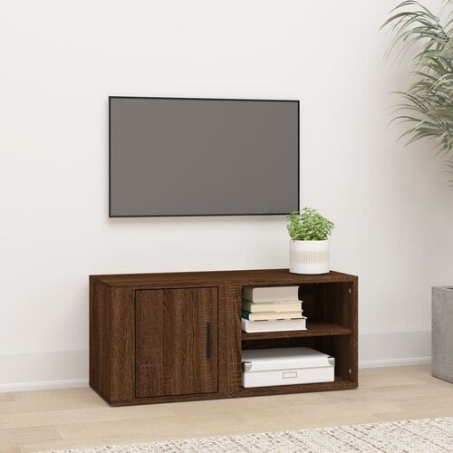 The Living Store TV omarica rjav hrast 80x31,5x36 cm inženirski les - TV Omarica, (21376377) Cene