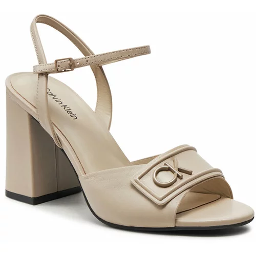Calvin Klein Sandali Heel Sandal 85 Relock Lth HW0HW01937 Écru