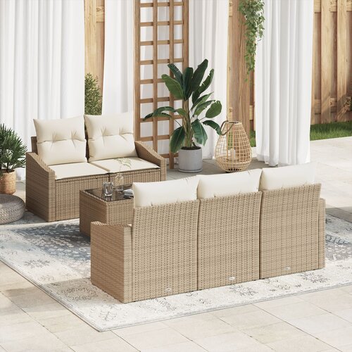 vidaXL 6 delna vrtna sofa set z blazinami - bež poli ratan Cene