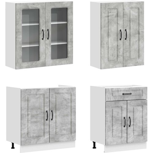  Kuhinjska jedinica KALMAR 8 pcs Betonska siva Konstruirano drvo Slike
