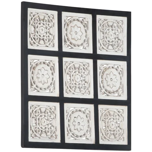 vidaXL Ručno rezbareni zidni panel MDF 60 x 60 x 1 5 cm crno-bijeli