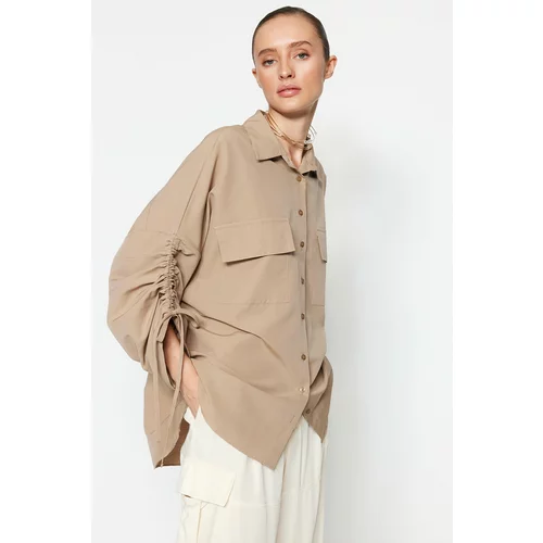 Trendyol Shirt - Beige - Relaxed fit