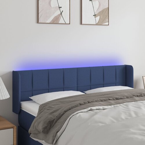 vidaXL LED posteljno vzglavje modro 147x16x78/88 cm blago Cene