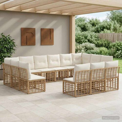  Set vanjskih sofa Prirodna i krema bijela Poliester Cijene