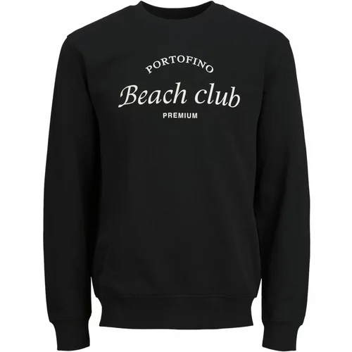 Jack & Jones Sweater majica 'OCEAN CLUB' crna / bijela