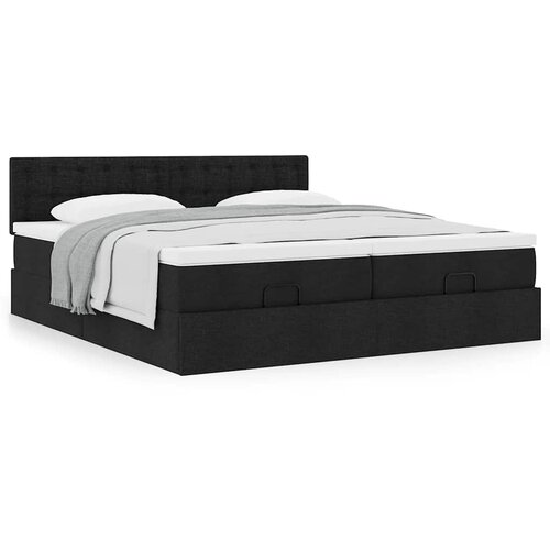 vidaXL Otomanski posteljni okvir z vzmetnicami črn 160x200 cm blago Cene