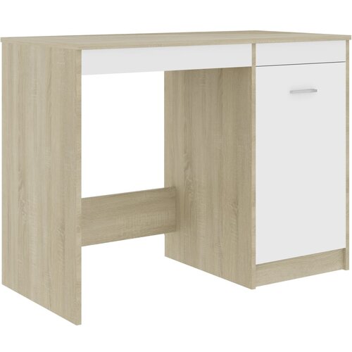  Radni stol bijeli i boja hrasta 100 x 50 x 76 cm od iverice Slike