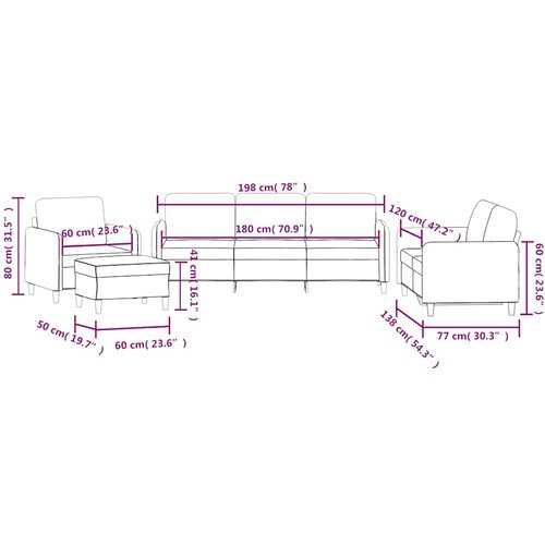  4-dijelni set sofa smeđi bar&amp;scaron;unasti Slike