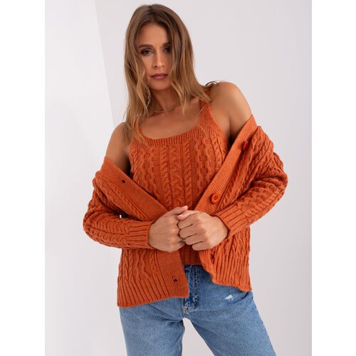 Fashion Hunters Dark orange set with cardigan Slike